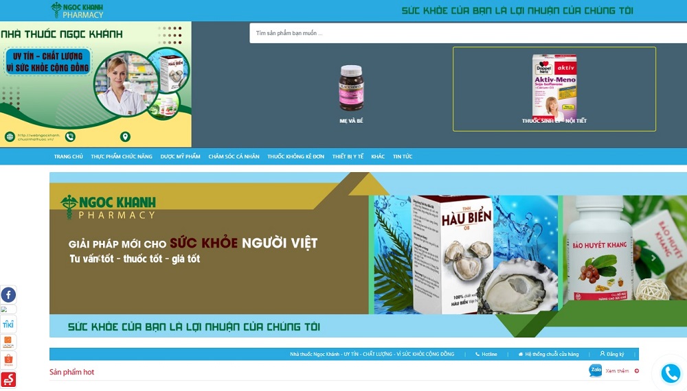 Giao diện thiết kế website thương mại điện tử cho nhà thuốc